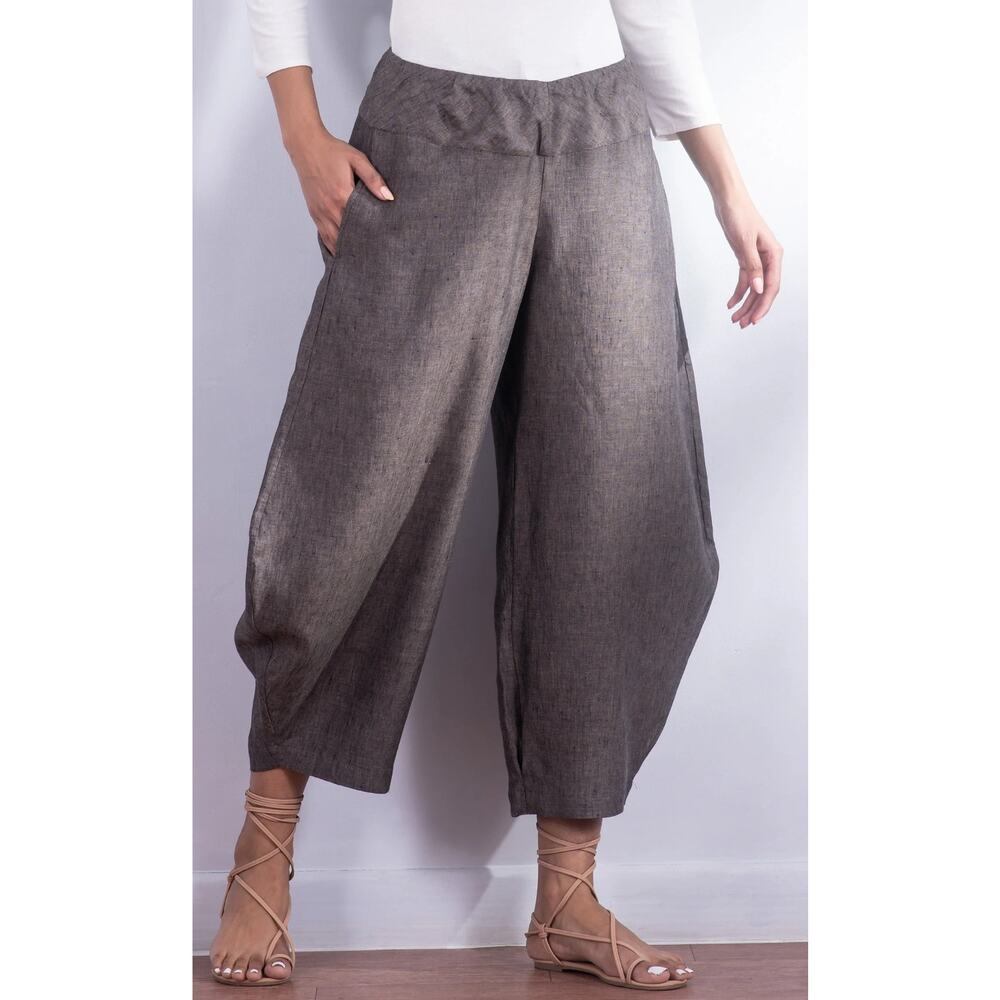 Mieko Mintz Linen Oversized Harem Ankle Length Pants Size Medium NWT